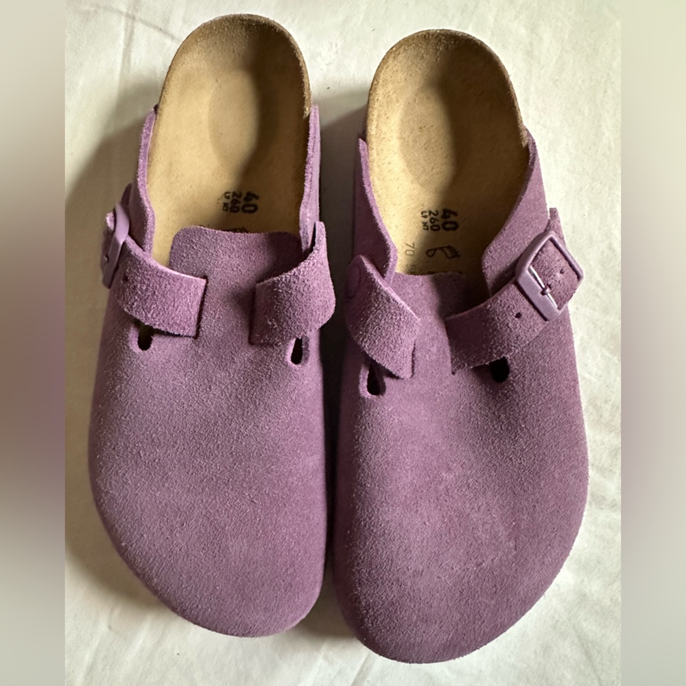 NIB Birkenstock Boston Purple Suede Clog Mule- 40/ 10